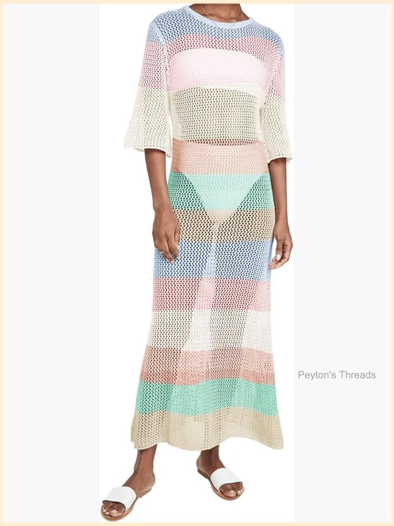 Crochet Cover Up Half Sleeve Swimwear Beach Dress